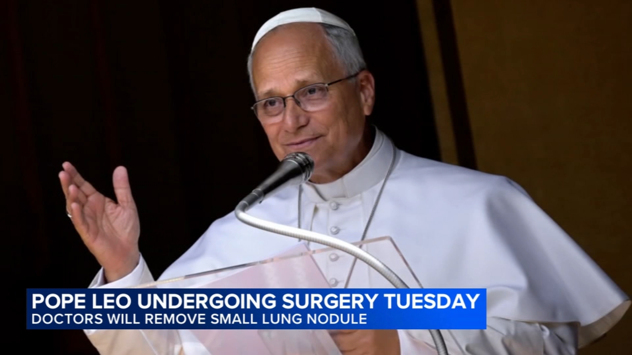 Pope Leo heads to hospital ahead of surgery to remove lung nodule

       — ABC 7 Bay Area, Pleasanton Health news